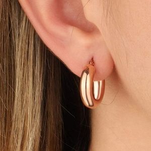 Gold over Silver 925 Puffed Hoops Earrings